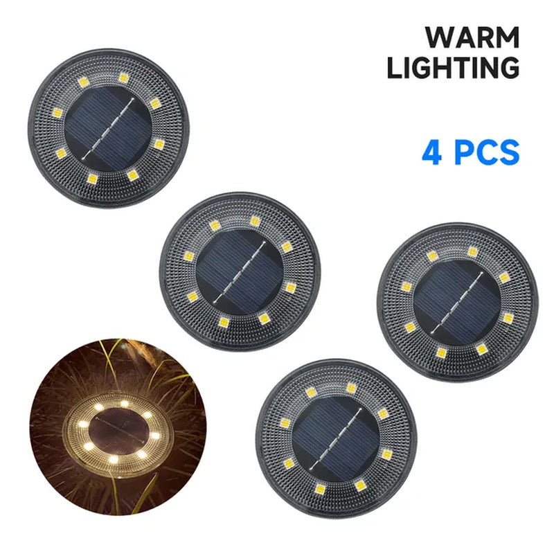 IP68 Waterproof LED Outdoor Solar Power Ground Light Lighting Control Path Deck Lights Yard Driveway Lawn Garden Decoration Lamp