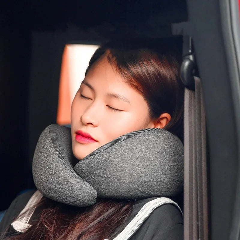 Travel Car Neck Memory Foam Pillow U-Shaped Portable Auto Headrest Pillow Adjustable Traveling Sleeping Car Airplane Neck Pillow