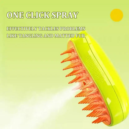 Steamy Dog Brush Electric Spray Cat Hair Brush 3 In1 Dog Steamer Brush for Massage Pet Grooming Removing Tangled and Loose Hair