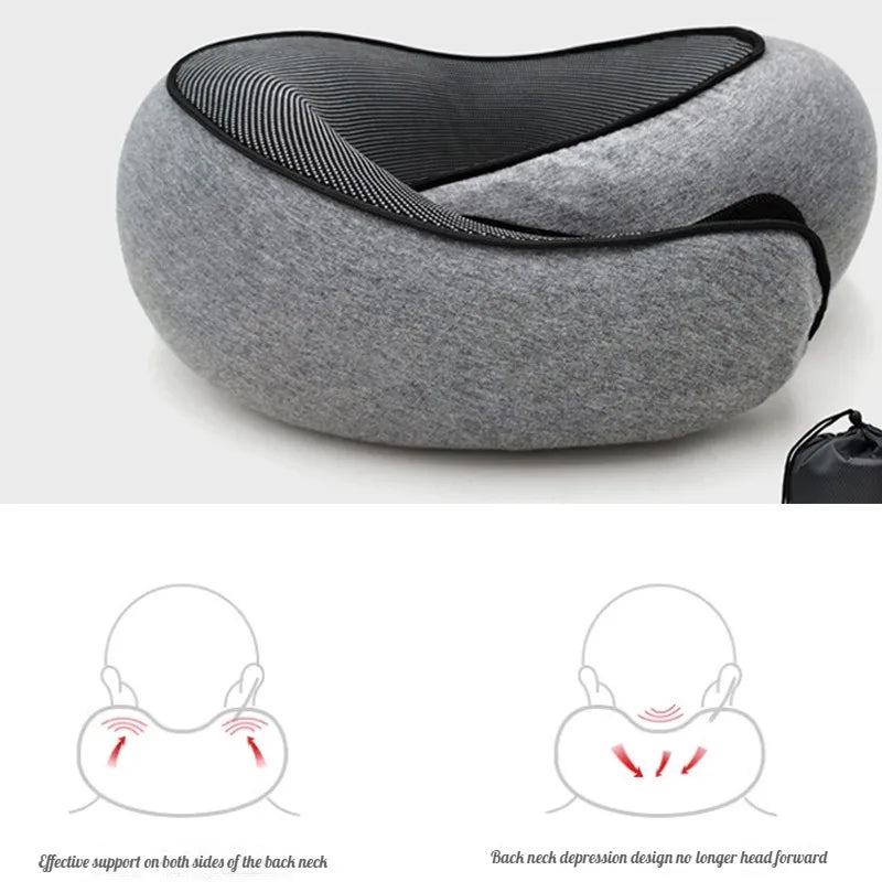 Travel Car Neck Memory Foam Pillow U-Shaped Portable Auto Headrest Pillow Adjustable Traveling Sleeping Car Airplane Neck Pillow