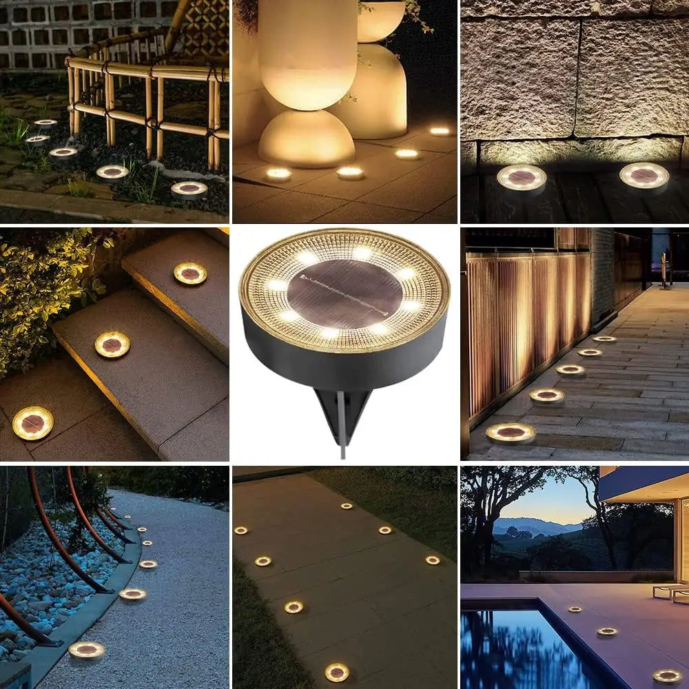 IP68 Waterproof LED Outdoor Solar Power Ground Light Lighting Control Path Deck Lights Yard Driveway Lawn Garden Decoration Lamp